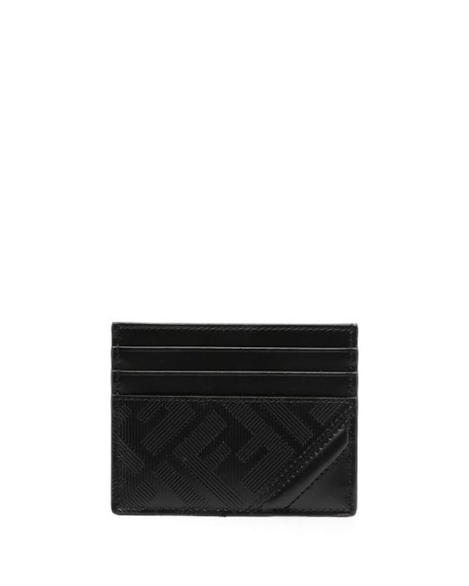 Fendi Black Logo-Embossed Leather Cardholder for men