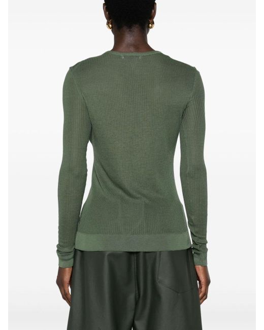 Lemaire Green Ribbed Fine-knit Jumper