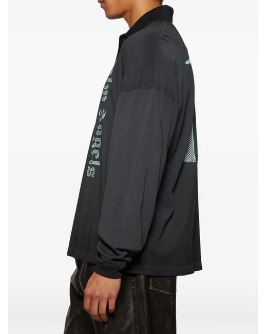 Palm Angels Black Pa Dollar Long-Sleeve Polo Shirt for men