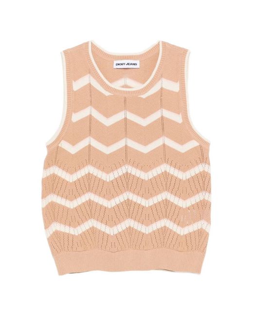DKNY Natural Pointelle-Knit Top