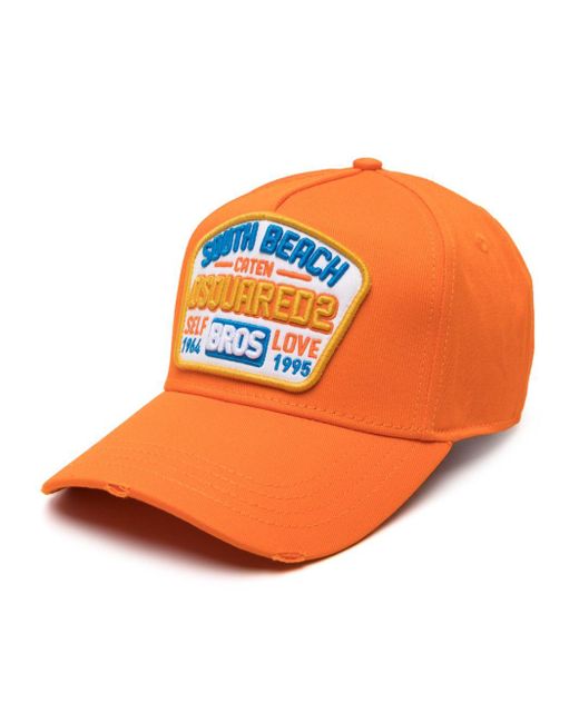 Cappello da baseball con applicazione di DSquared² in Orange da Uomo