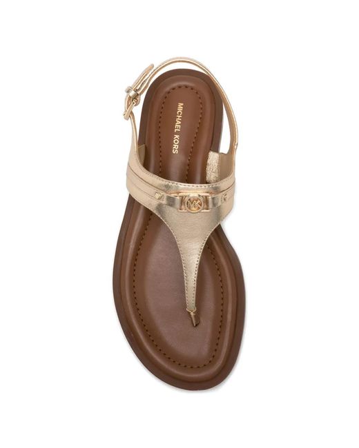 MICHAEL Michael Kors White Mandy T-Strap Flat Sandals