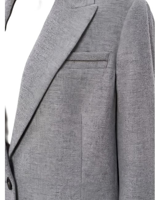 Peserico Gray Button Single-Breasted Jacket