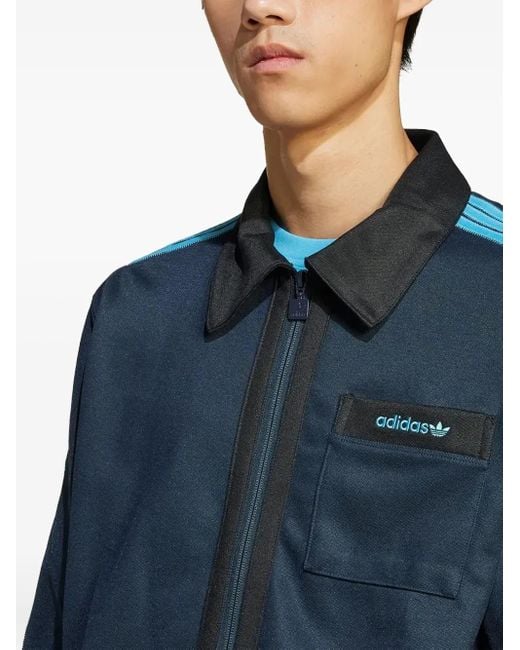 Adidas Blue Embroidered-Logo Jacket for men