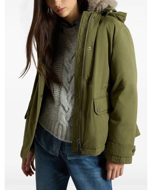 Woolrich Green Detachable-Hood Down Jacket