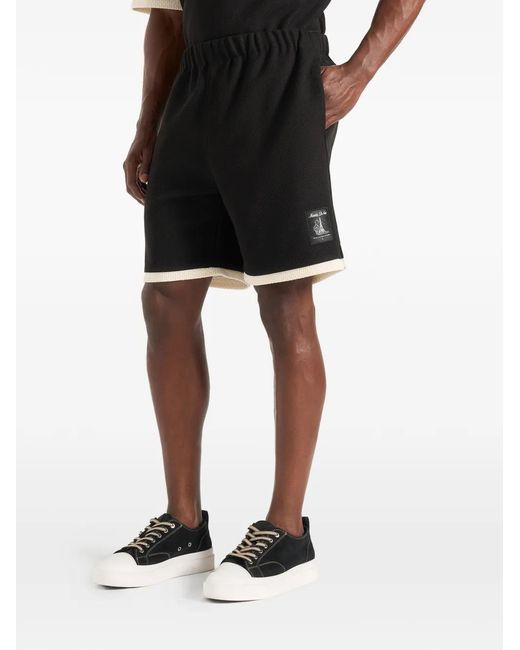 Manière De Voir Black Reuben Crochet Detail Shorts for men