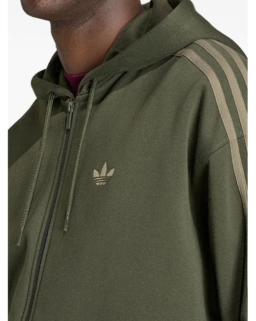 Adidas Green Logo-Embroidered Zip-Up Hoodie for men