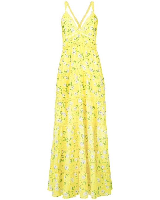Alice + Olivia Yellow Karolina Crochet-trimmed Floral-print Chiffon Maxi Dress