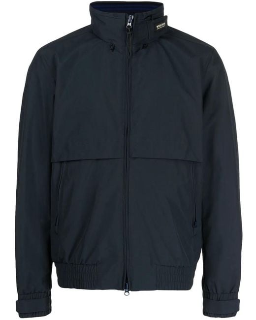 Woolrich Blue High-Neck Zip-Up Jacket for men