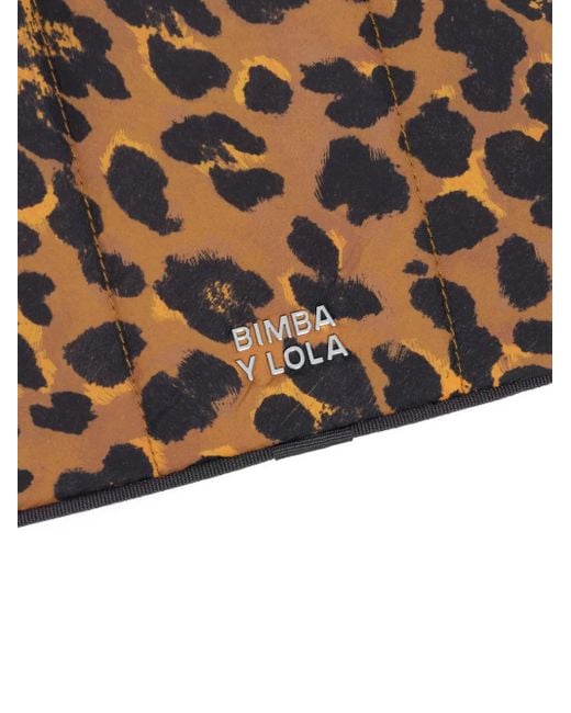 Bimba Y Lola Brown Leopard-Print Quilted Laptop Case