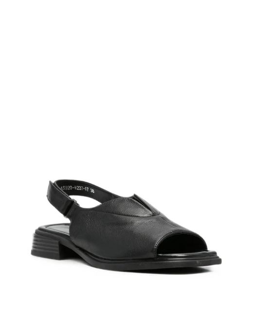 SERGIO MORETTI FIRENZE Black Touch-Strap Slingback Sandals