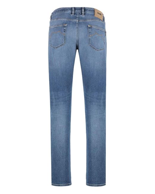 Moorer Blue Logo-Patch Five-Pocket Denim Jeans for men