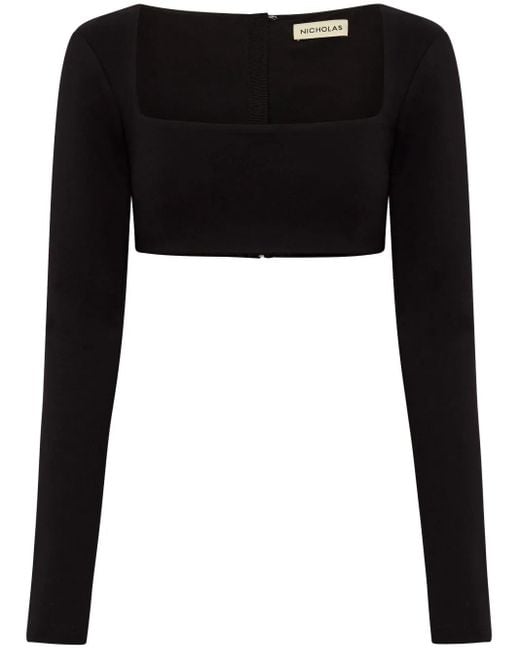 Nicholas Black Garima Cropped Long-Sleeve Top
