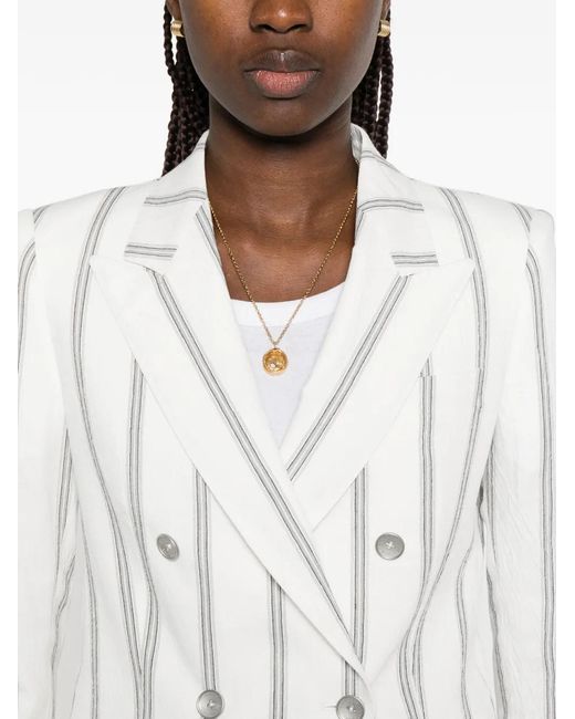 Tagliatore White Double-Breasted Striped Suit