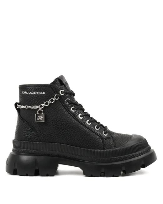 Karl Lagerfeld Black Chain-Embellished Boots