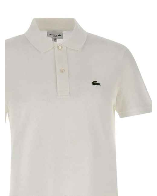 Lacoste Logo Patch Polo Shirt in het White voor heren