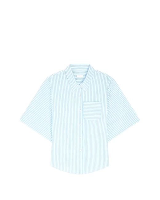 Dries Van Noten Blue Striped Short-Sleeve Shirt