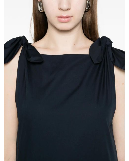 N°21 Blue Tie Straps Gathered Dress