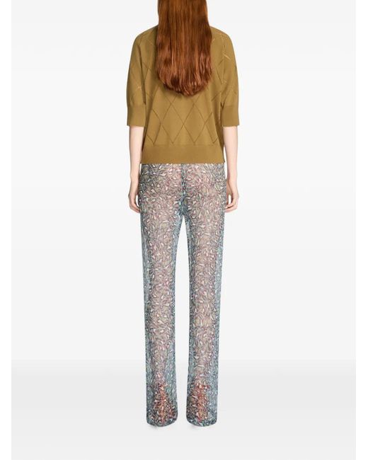 Dries Van Noten Blue Elasticated Silk Pants