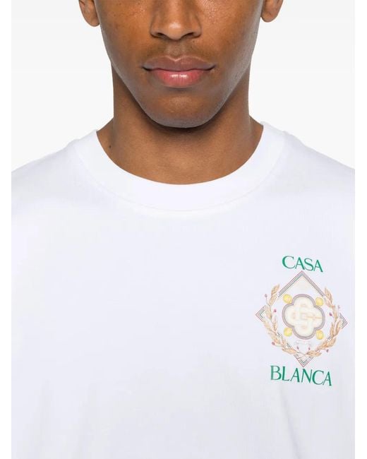 Casablanca White Cotton 'Championship Diamond' T-Shirt With Print for men