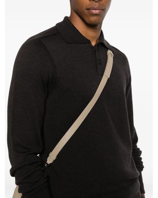 Studio Nicholson Black Sark Polo Two-Button Jumper