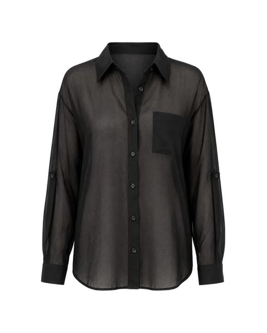 Lara Black Sheer Button-Up Shirt