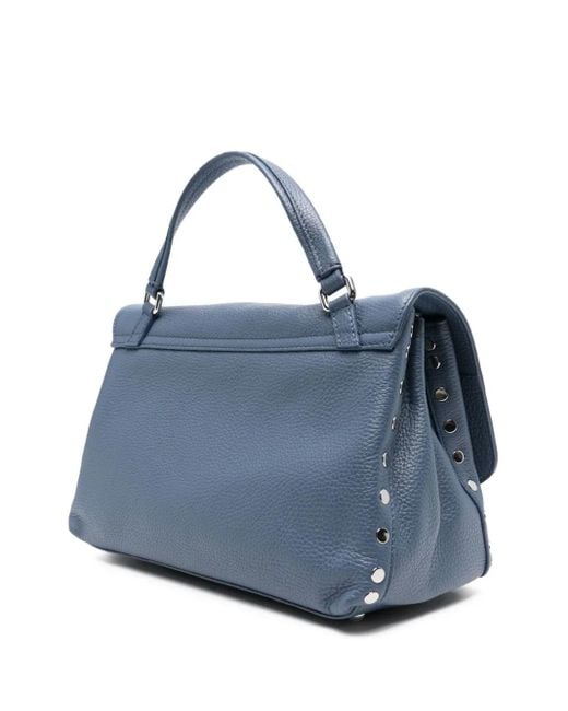 Zanellato Blue Small Postina Stud-Embellished Flap Tote Bag
