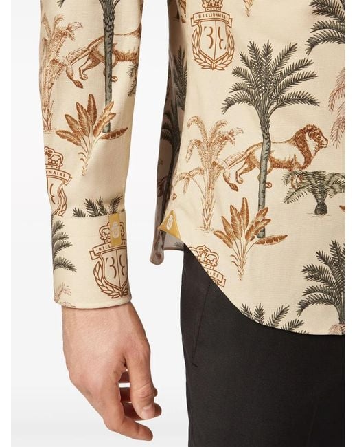 Billionaire Natural Graphic-Print Cotton Shirt for men