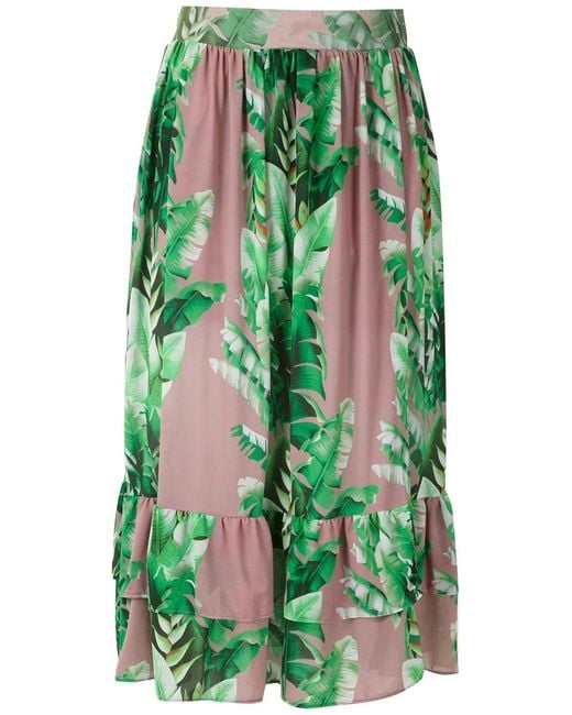 Amir Slama Green Printed Ruffle Skirt