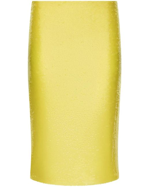 Dolce & Gabbana Yellow Sequin-Embellished Pencil Skirt