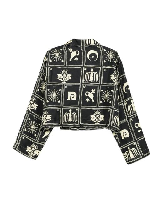 Nanushka Black Vally Printed Silk Top