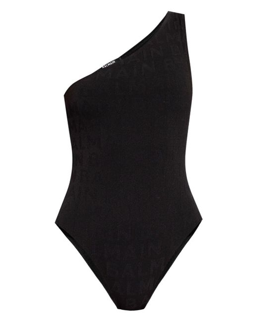 Balmain Black One-shoulder Swimsuit
