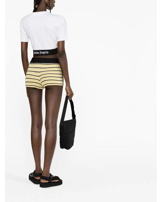 Palm Angels Metallic Logo-Tape Striped Shorts