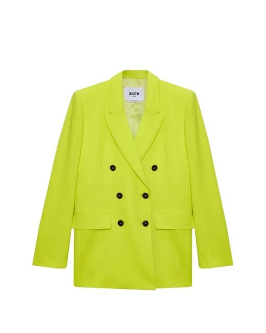 MSGM Yellow Blazer À Boutonnière Croisée