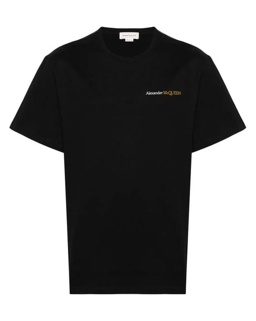 McQueen Black Graffiti Logo-Print Relaxed-Fit Cotton-Jersey T-Shirt for men