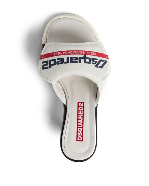 DSquared² White 40mm Logo-print Leather Mules