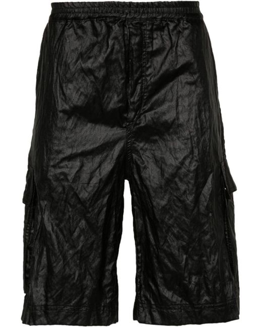 44 Label Group Black Crinkled-finish Cargo Shorts for men