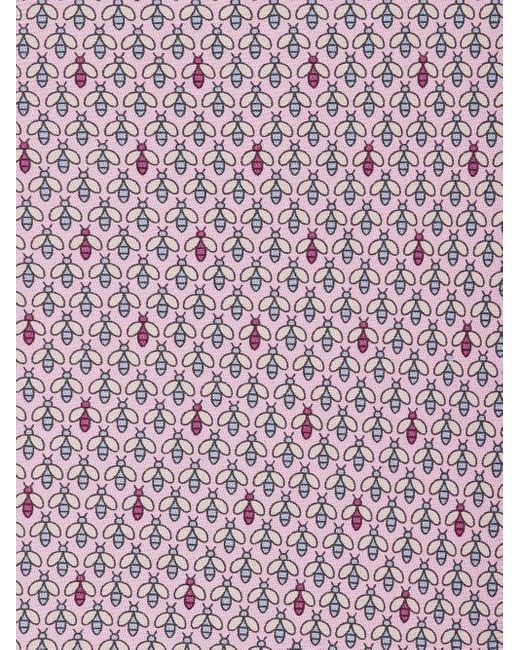Zegna Purple Bee-Print Silk Tie for men