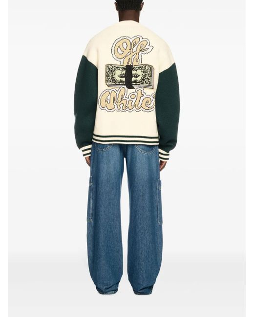 Off-White c/o Virgil Abloh Natural Crystal Cash Varsity Cardigan for men