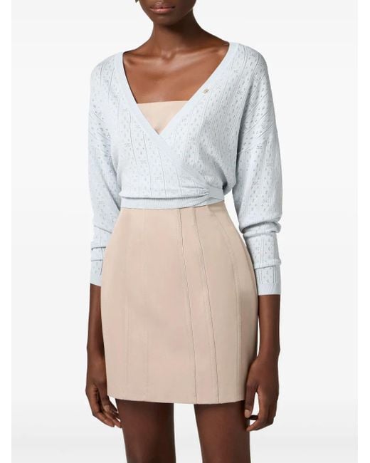 Elisabetta Franchi White Rear-Tie Knitted Top