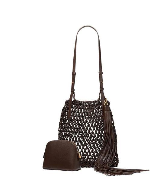 Michael Kors White Loli Macramé Tote Bag