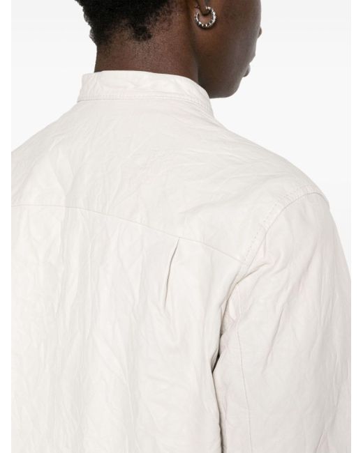Zadig & Voltaire White Crinkled Leather Overshirt