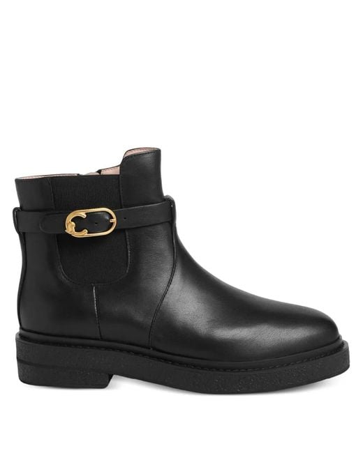 Coccinelle Black C-Saddle Buckle-Strap Boots