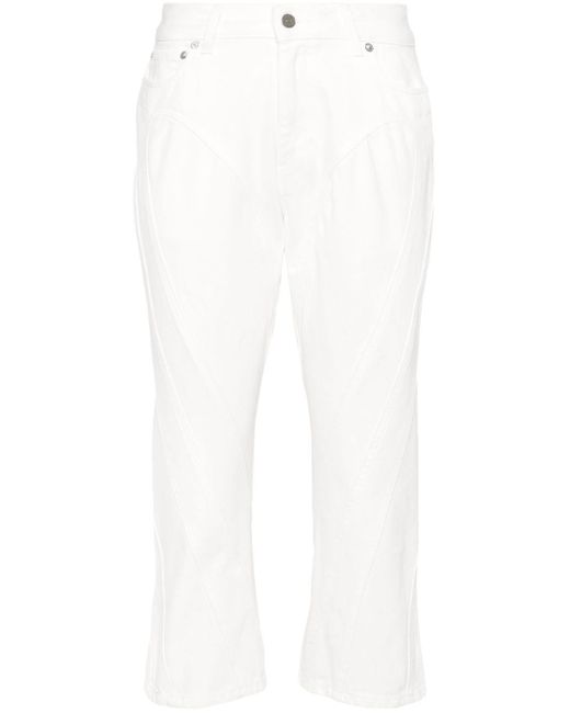 Mugler White Straight-Leg-Jeans mit Nahtdetail