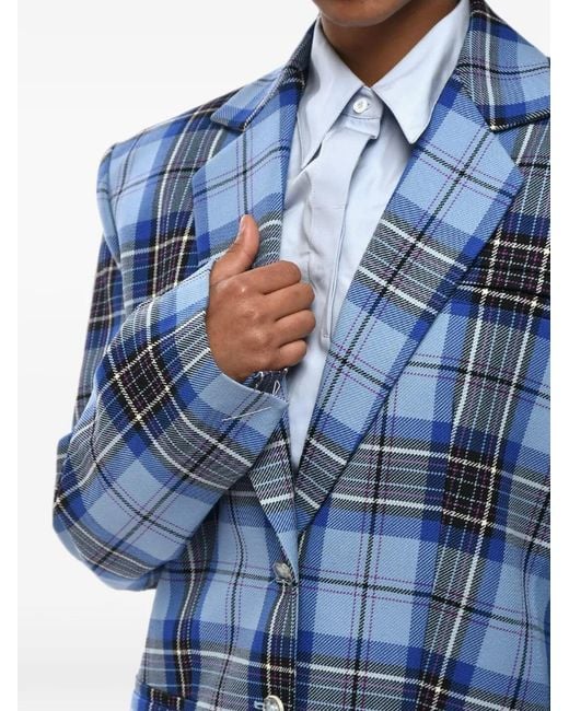 Off-White c/o Virgil Abloh Blue Tomboy Tartan Blazer