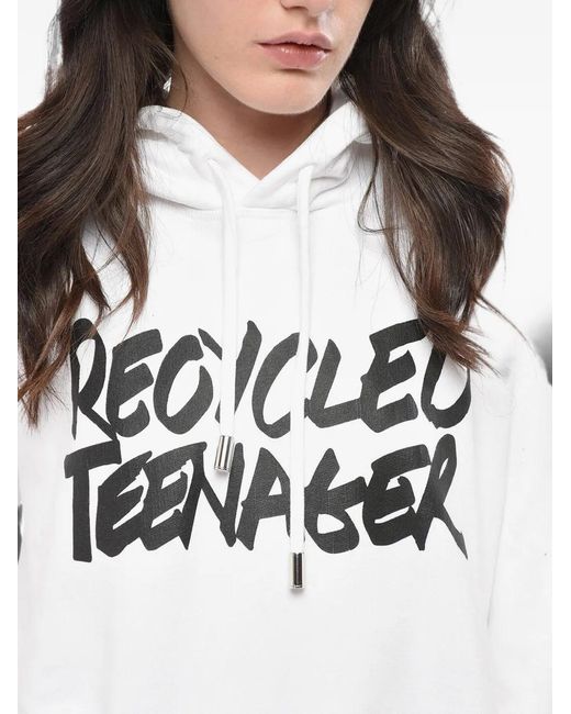 DSquared² White Onion Logo-Print Drawstring Hoodie