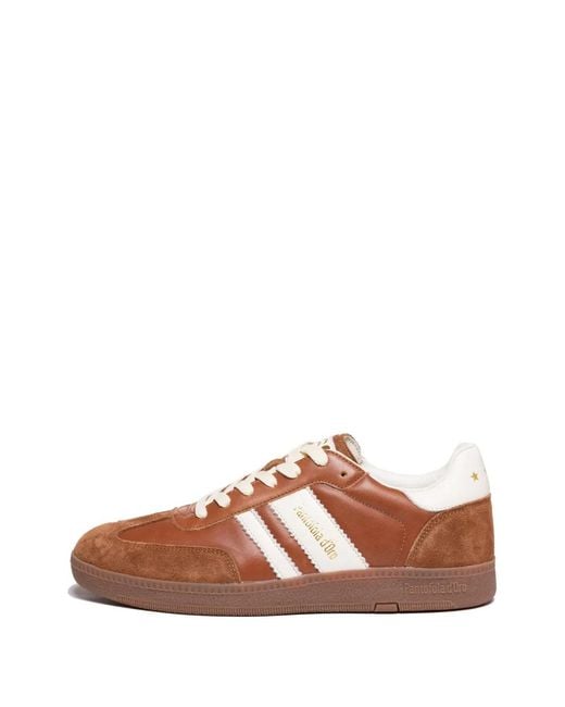 Pantofola D Oro Brown Stripe Leather Sneakers for men