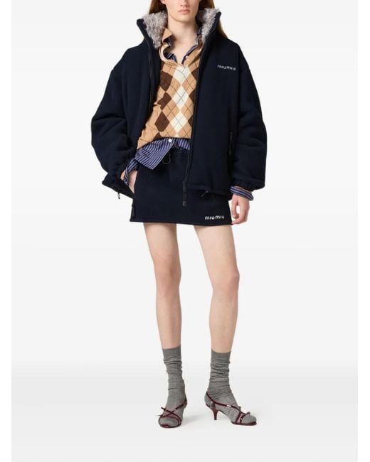 Miu Miu Blue Fleece Miniskirt