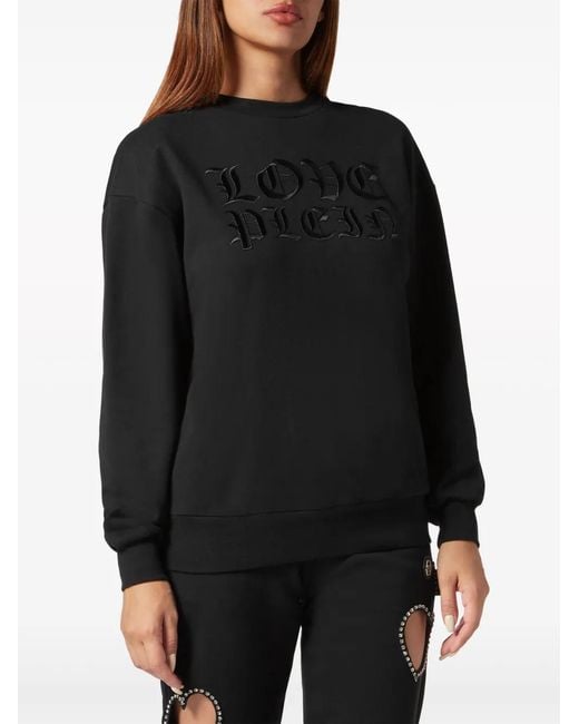 Philipp Plein Black Logo-Patch Cotton Sweatshirt