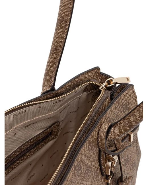 Guess Brown Leona Logo-Print Monogram Tote Bag